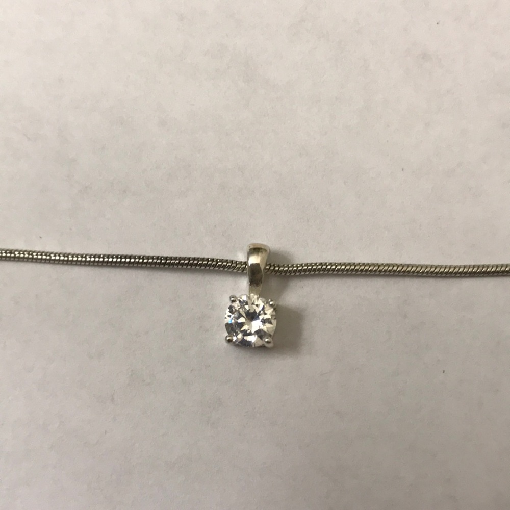 White Stone Pendant Necklace
